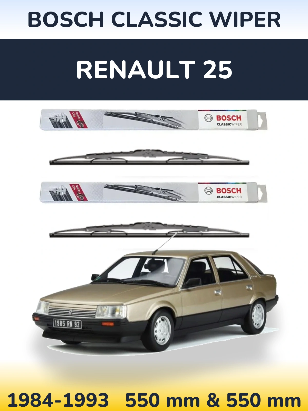 Комплект передних дворников BOSCH Classic Wiper 550 & 550 мм для Renault 25 1984-1993