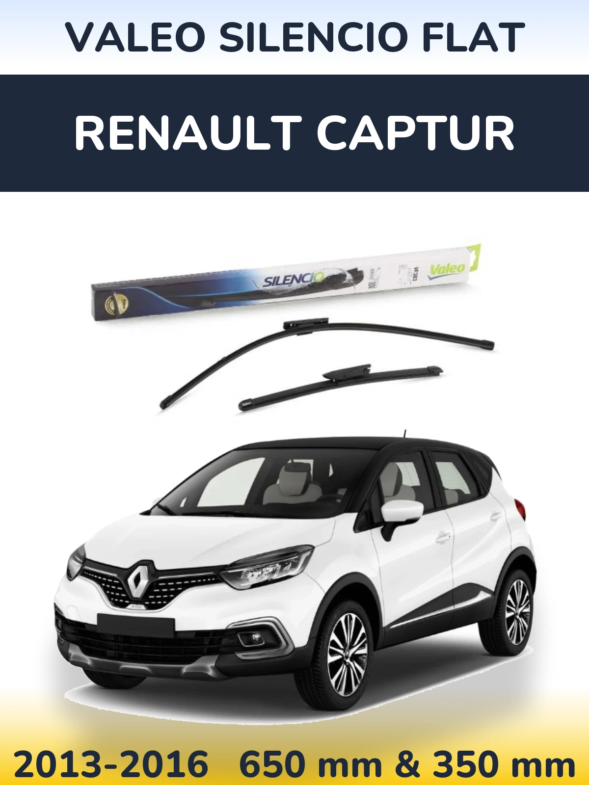 Комплект передніх щіток Valeo Silencio Flat 650 & 350 мм для Renault Captur 2013-2016