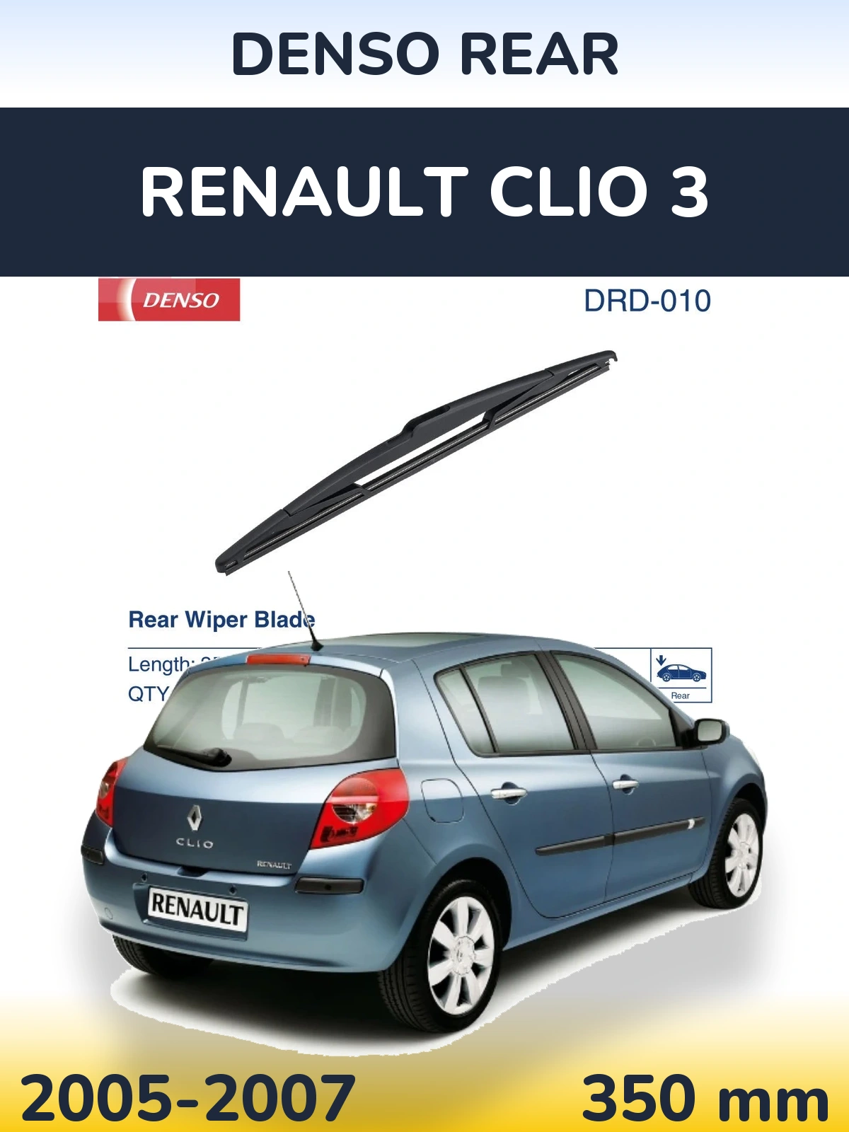 Rear wiper blade Denso Rear 350 mm for Renault Clio 3 2005-2007