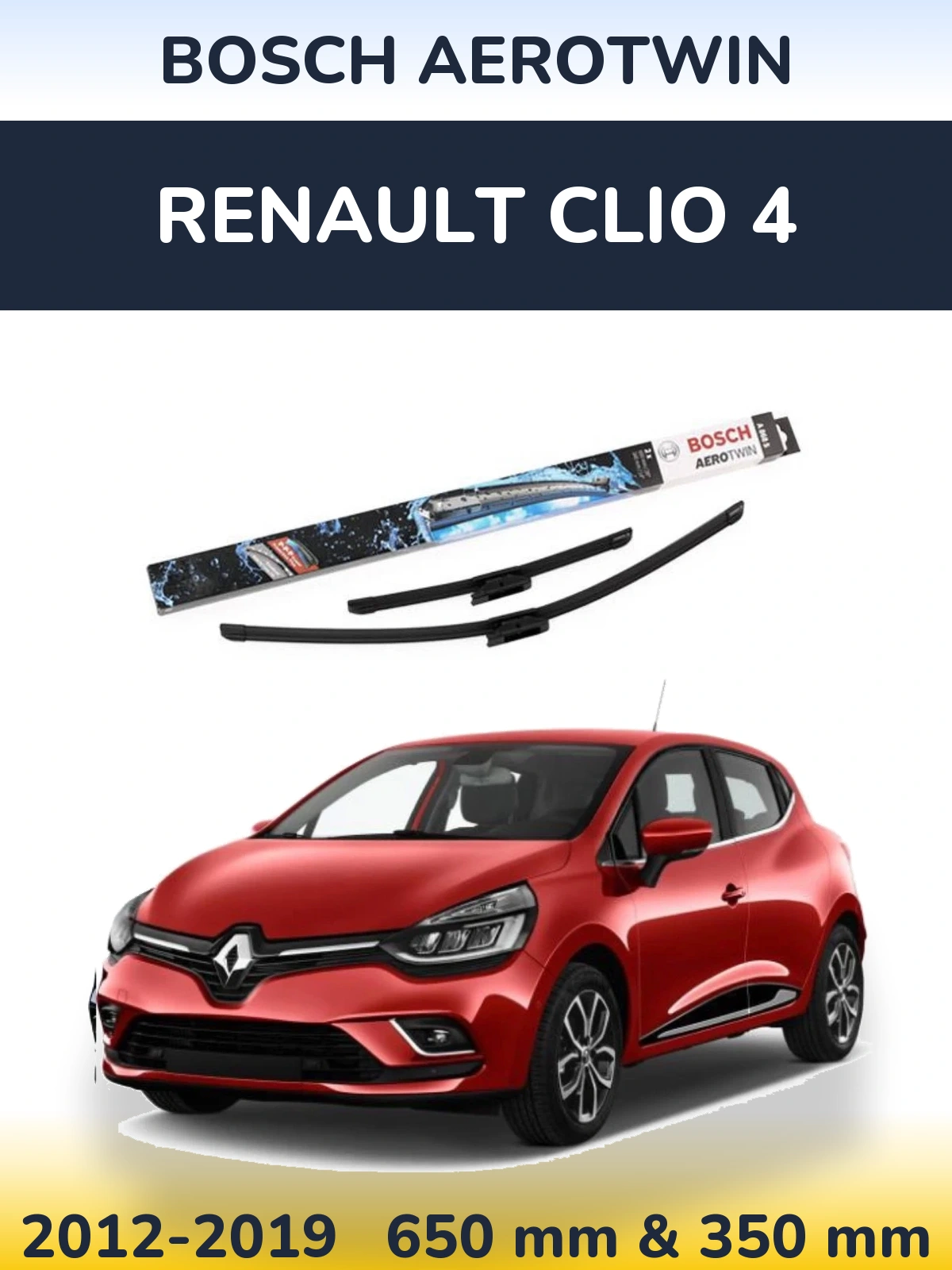 Комплект передних дворников BOSCH AeroTwin 650 & 350 мм для Renault Clio 4 2012-2019