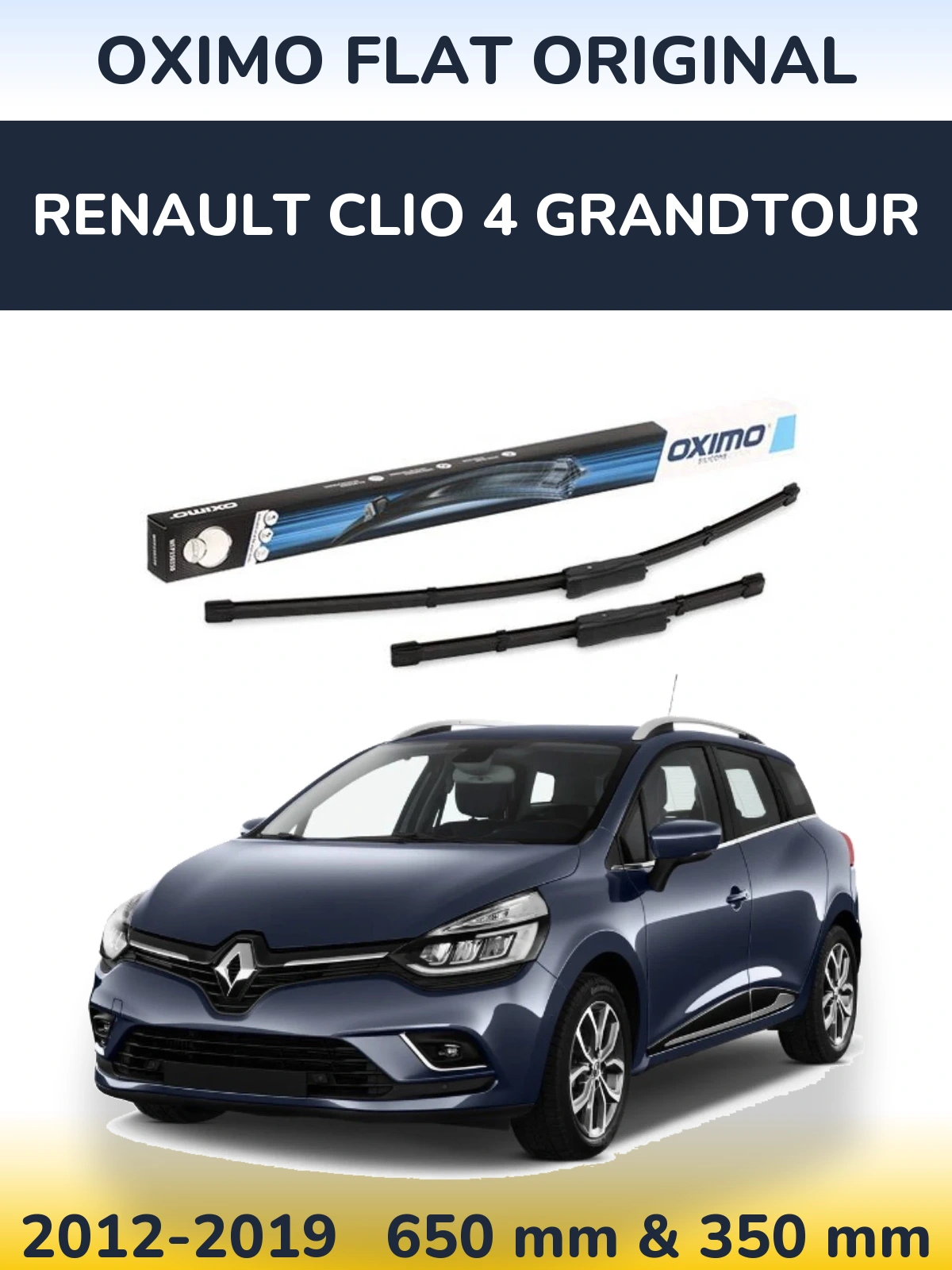 Front wiper blade set Oximo Flat Original 650 & 350 mm for Renault Clio 4 Grandtour 2012-2019