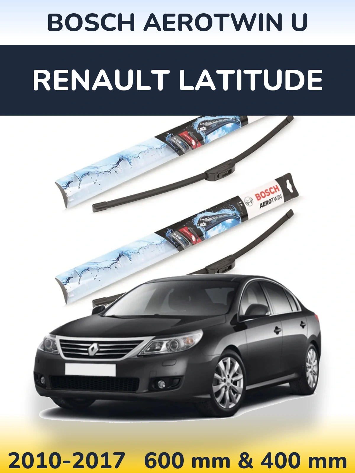 Комплект передних дворников BOSCH AeroTwin U 600 & 400 мм для Renault Latitude 2010-2017