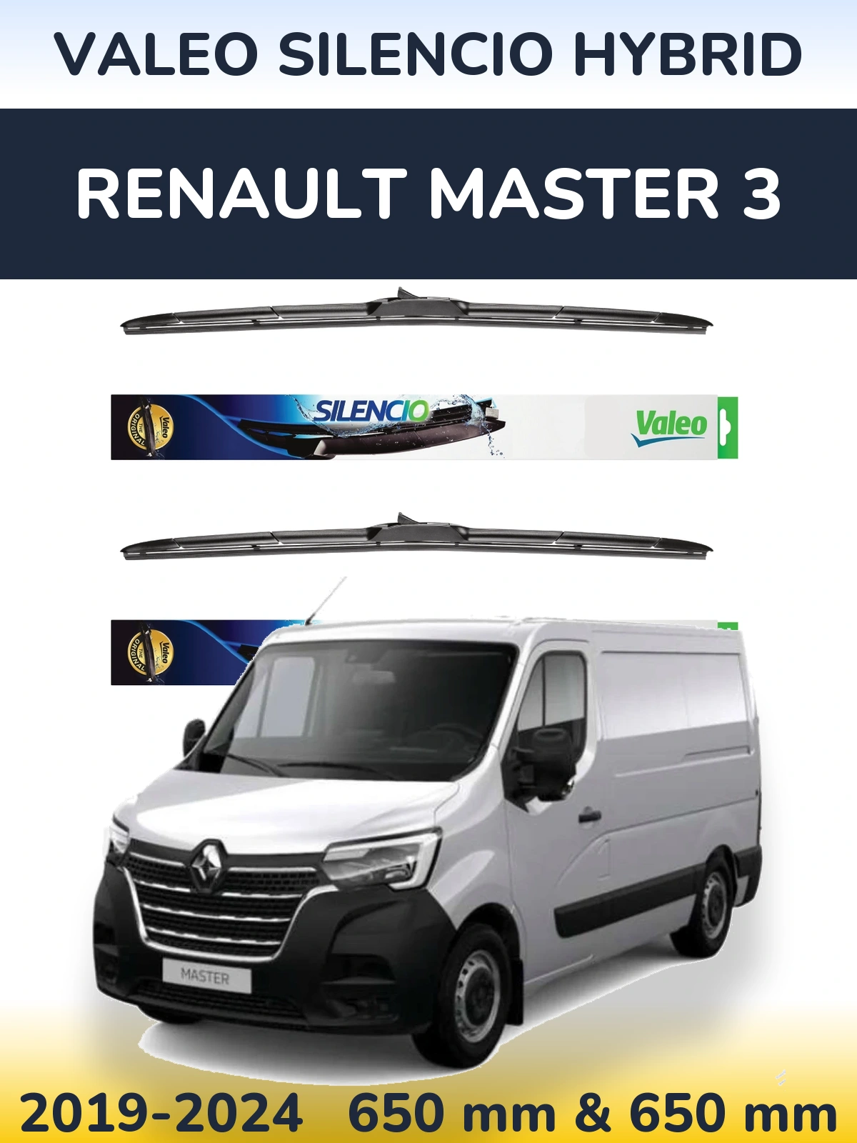 Комплект передніх щіток Valeo Silencio Hybrid 650 & 650 мм для Renault Master 3 2019-2024