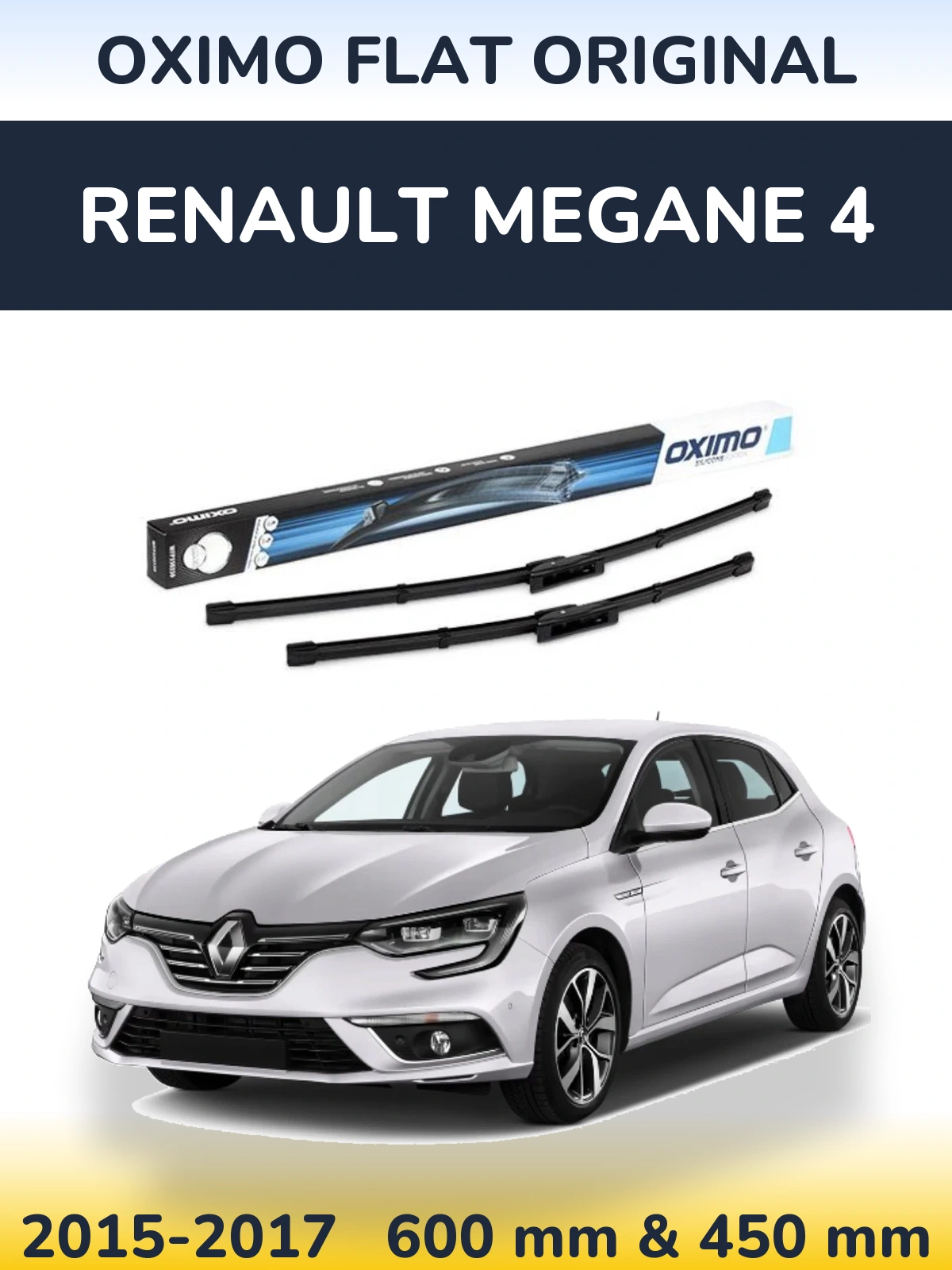 Front wiper blade set Oximo Flat Original 600 & 450 mm for Renault Megane 4 2015-2017