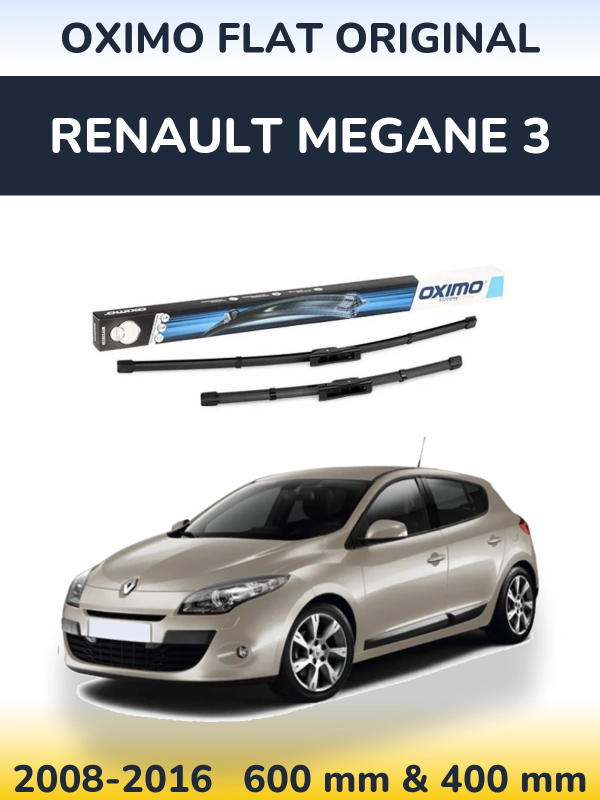 Front wiper blade set Oximo Flat Original 600 & 400 mm for Renault Megane 3 2008-2016