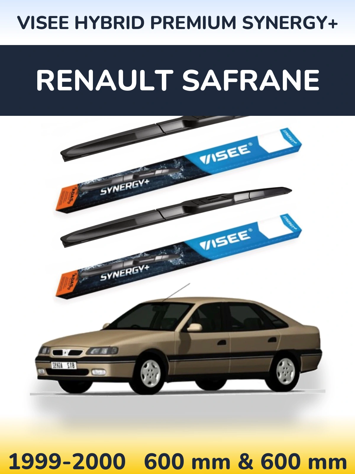 Комплект передних дворников VISEE HYBRID PREMIUM SYNERGY+ 600 & 600 мм для Renault Safrane 1999-2000