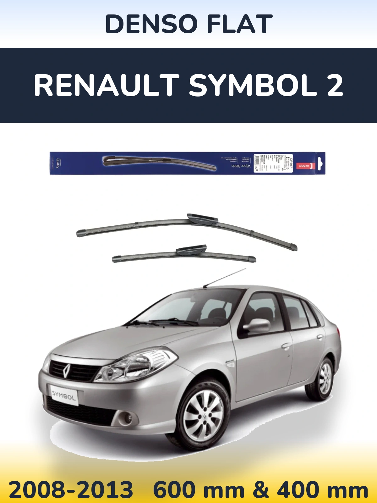 Комплект передніх щіток Denso Flat 600 & 400 мм для Renault Symbol 2 2008-2013