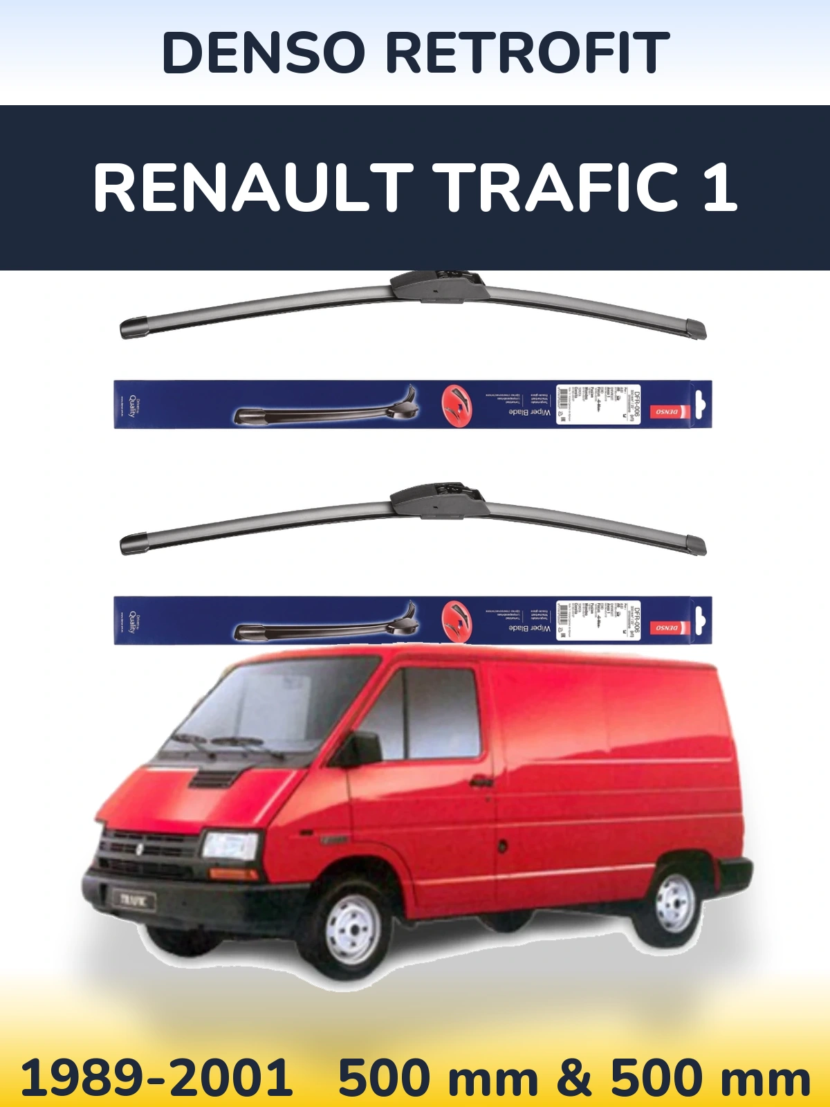 Комплект передніх щіток Denso Retrofit 500 & 500 мм для Renault Trafic 1 1989-2001
