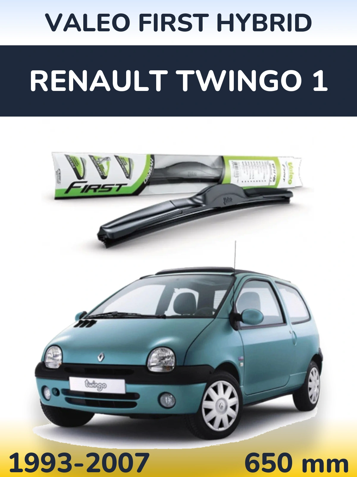 Front wiper blade Valeo First Hybrid 650 mm for Renault Twingo 1 1993-2007
