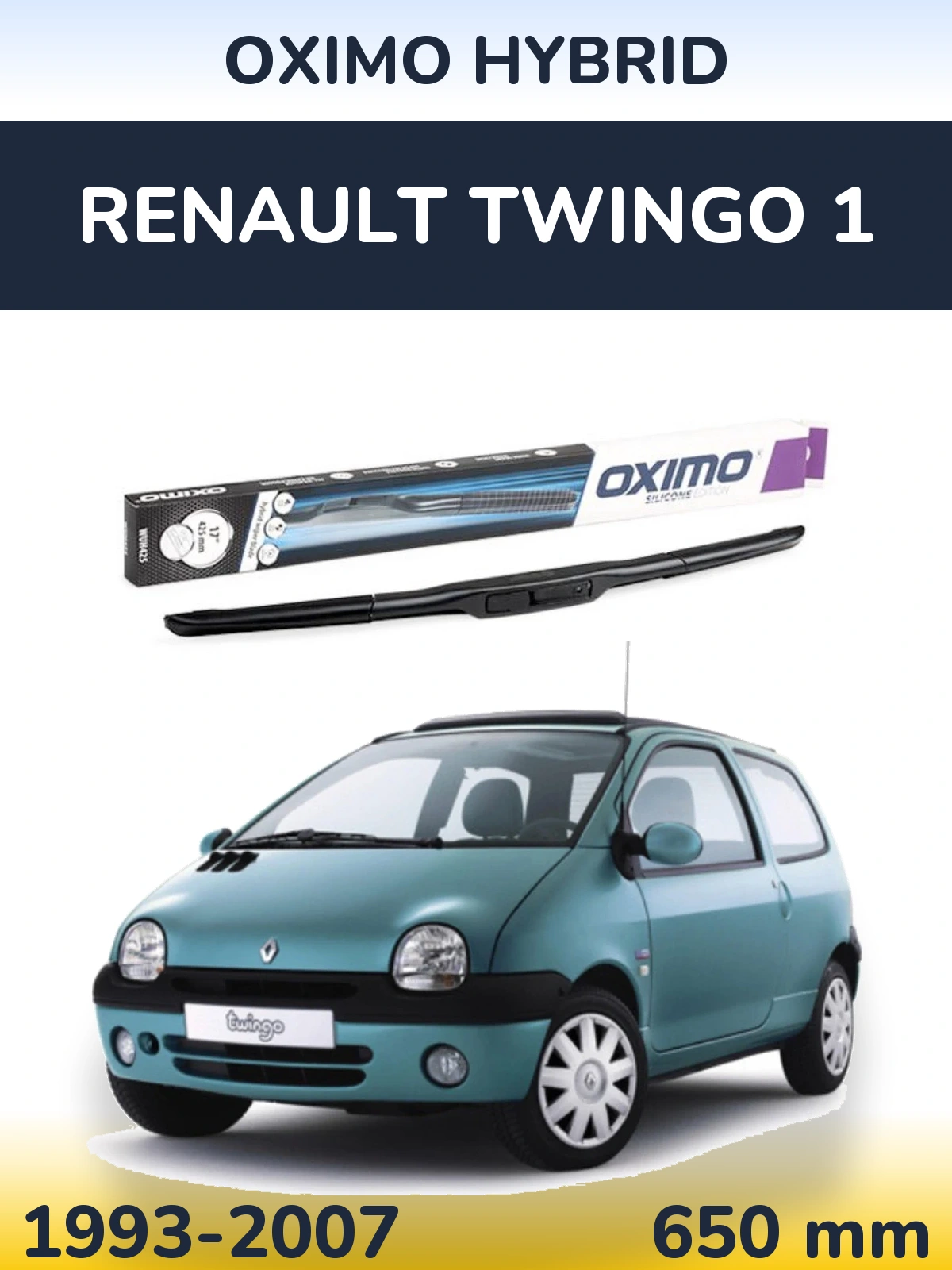 Передний дворник Oximo Hybrid 650 мм для Renault Twingo 1 1993-2007