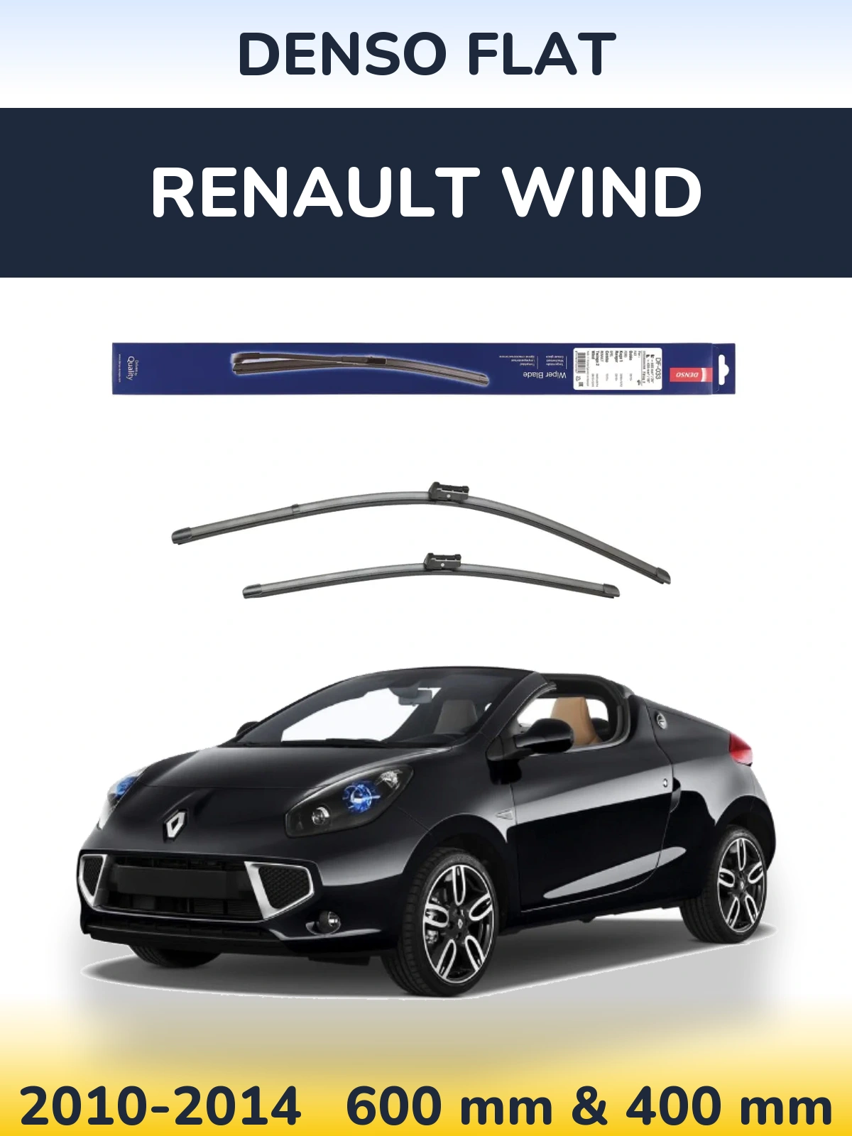 Комплект передних дворников Denso Flat 600 & 400 мм для Renault Wind 2010-2014