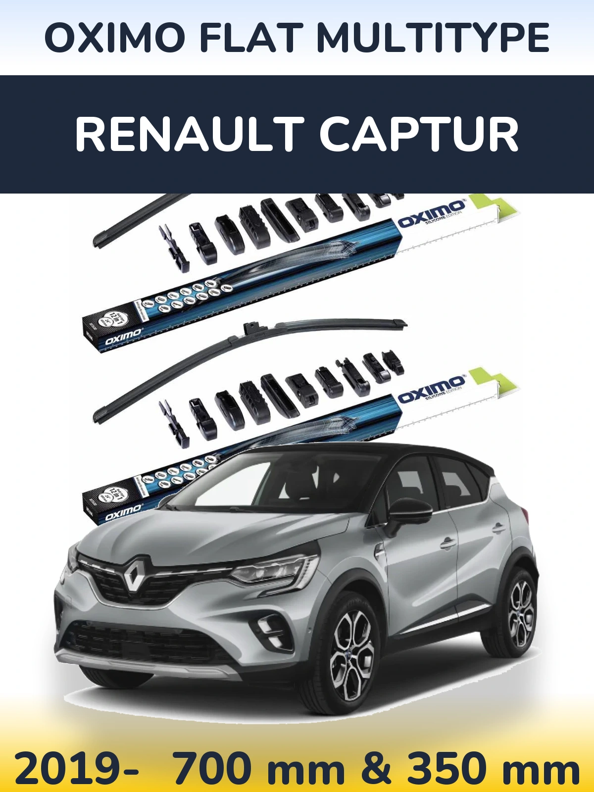 Front wiper blade set Oximo Flat MultiTipoe 700 & 350 mm for Renault Captur 2019-2026