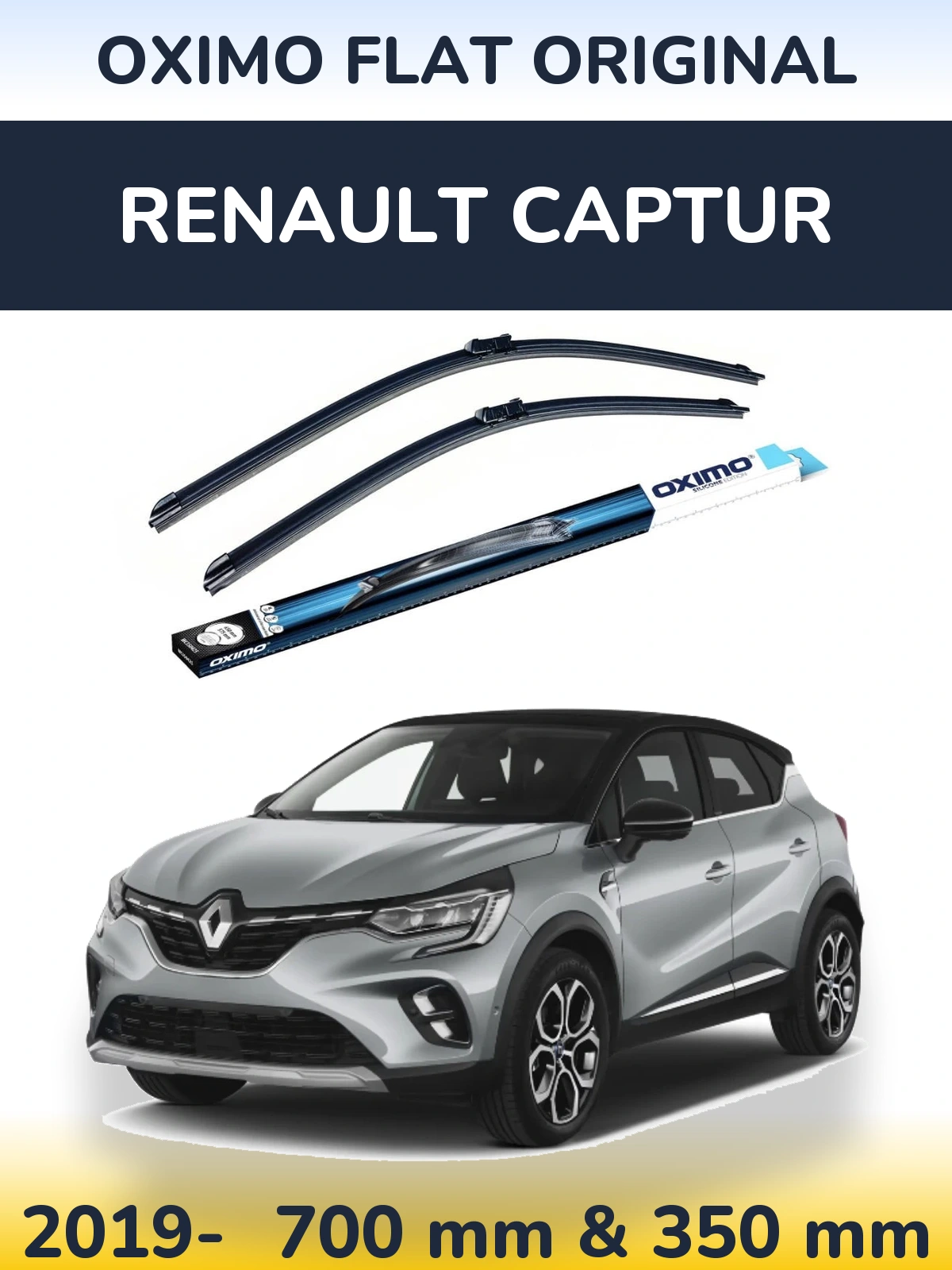 Front wiper blade set Oximo Flat Original 700 & 350 mm for Renault Captur 2019-2026