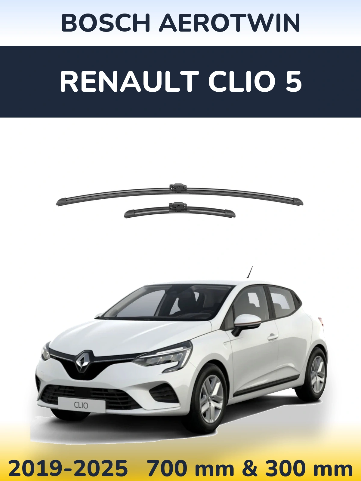 Комплект передних дворников BOSCH AeroTwin 700 & 300 мм для Renault Clio 5 2019-2025