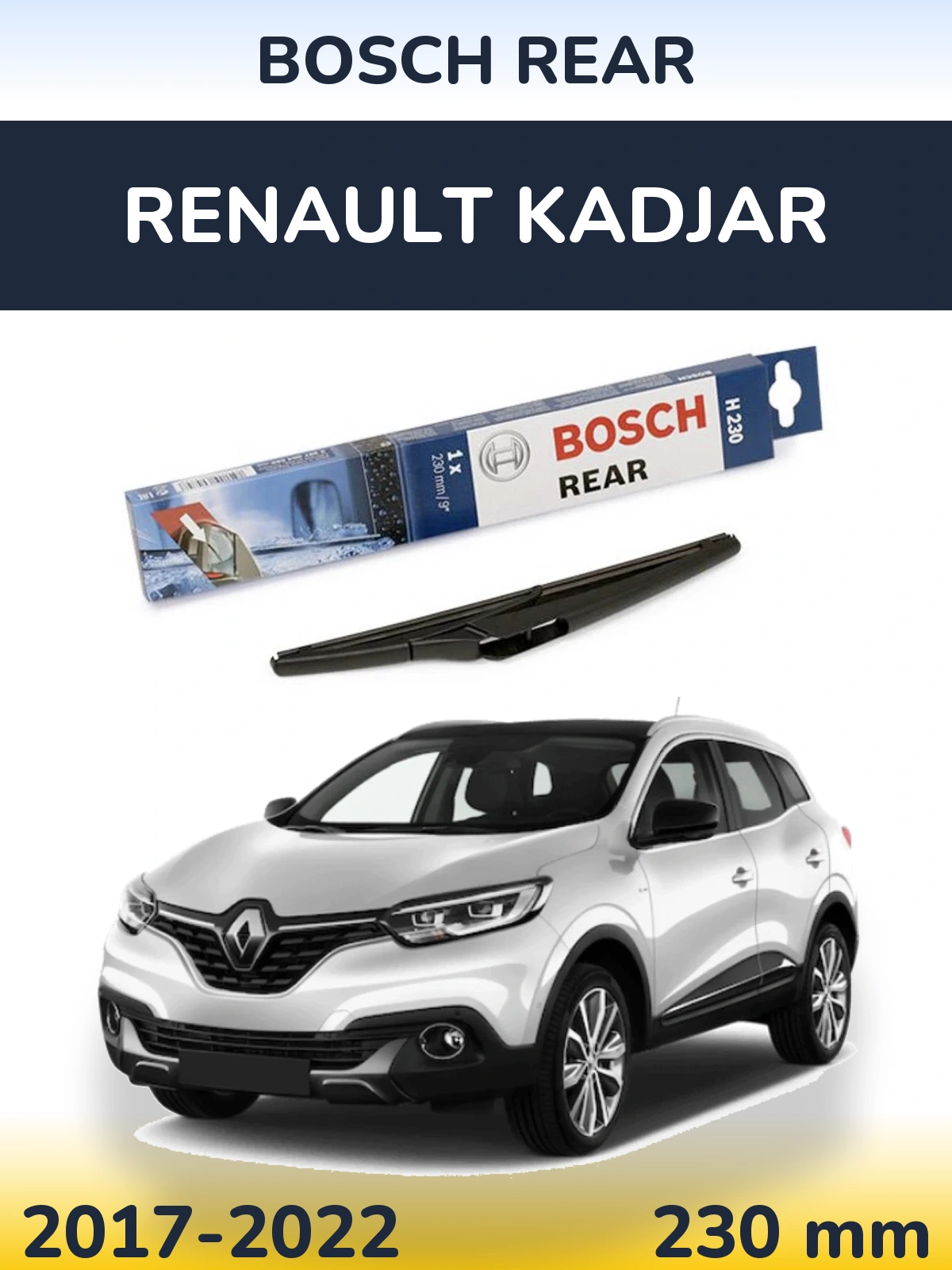 Rear wiper blade BOSCH Rear 230 mm for Renault Kadjar 2017-2022