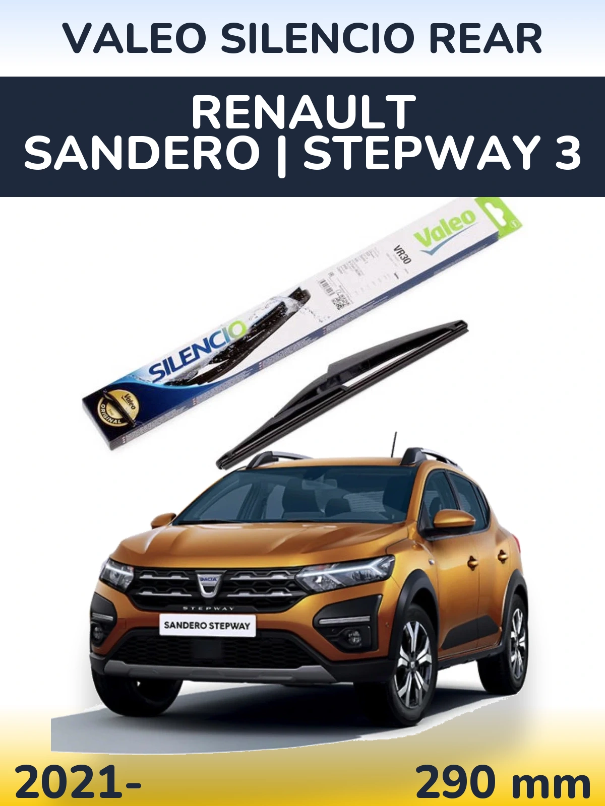 Rear wiper blade Valeo Silencio Rear 290 mm for Renault Sandero | Stepway 3 2021-2026