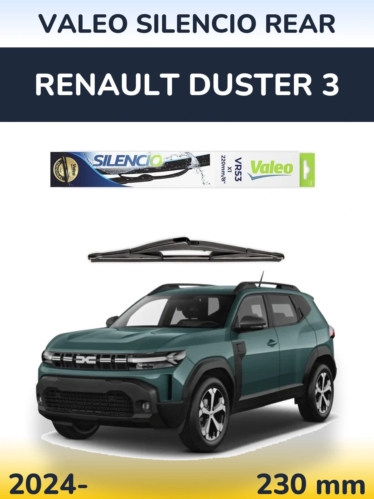 Rear wiper blade Valeo Silencio Rear 230 mm for Renault Duster 3 2024-2026