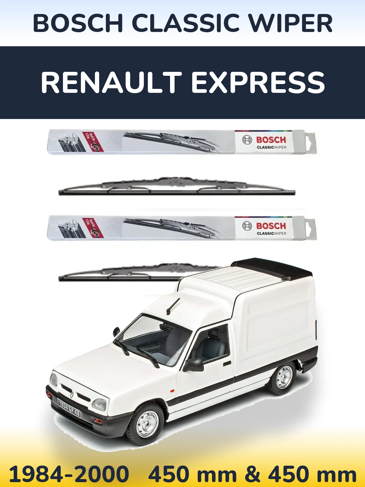 Front wiper blade set BOSCH Classic Wiper 450 & 450 mm for Renault Express 1984-2000