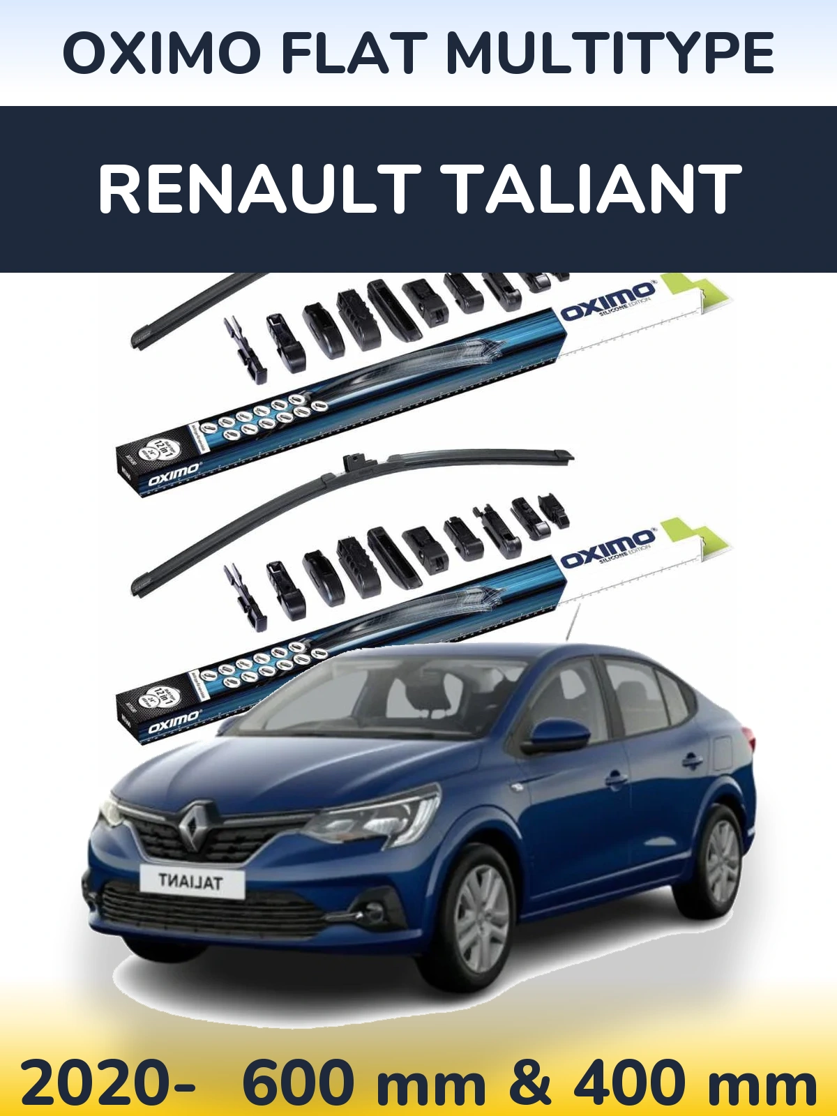 Front wiper blade set Oximo Flat MultiTipoe 600 & 400 mm for Renault Taliant 2020-2026