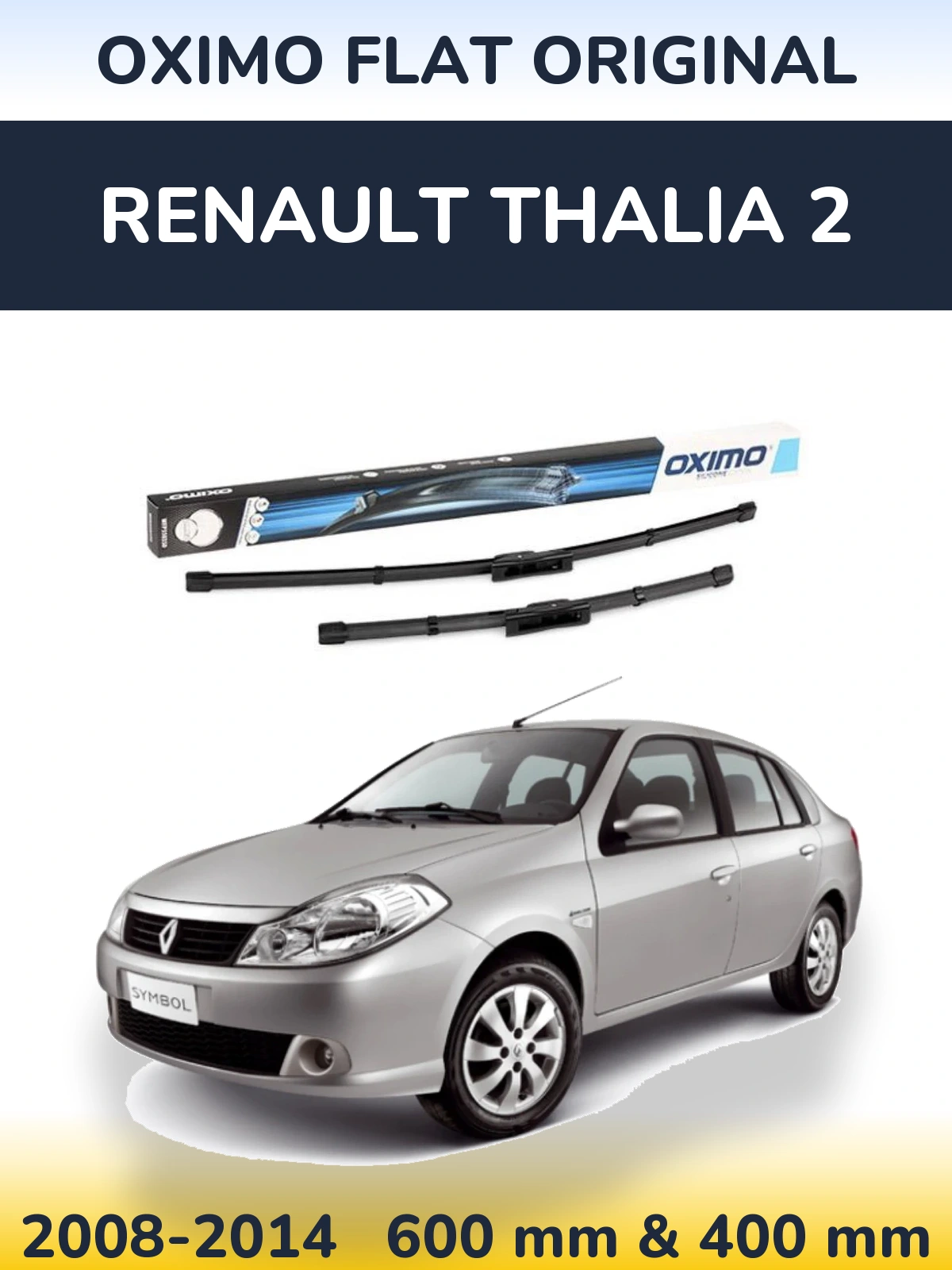 Front wiper blade set Oximo Flat Original 600 & 400 mm for Renault Thalia 2 2008-2014