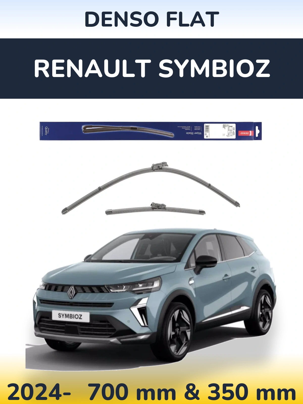 Front wiper blade set Denso Flat 700 & 350 mm for Renault Symbioz 2024-2026