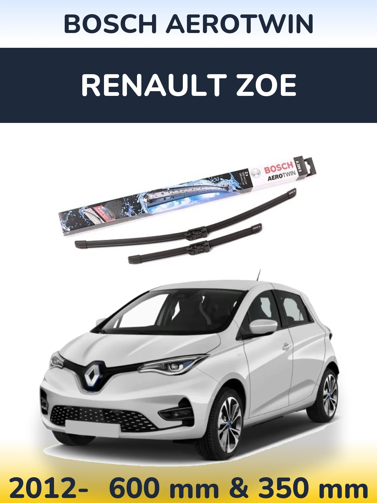 Комплект передних дворников BOSCH AeroTwin 600 & 350 мм для Renault Zoe 2012-2026