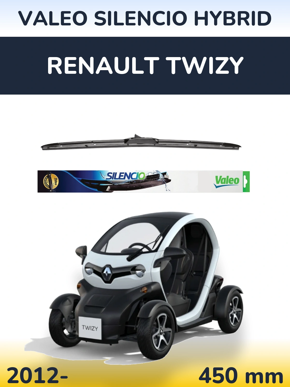 Передня щітка Valeo Silencio Hybrid 450 мм для Renault Twizy 2012-2026