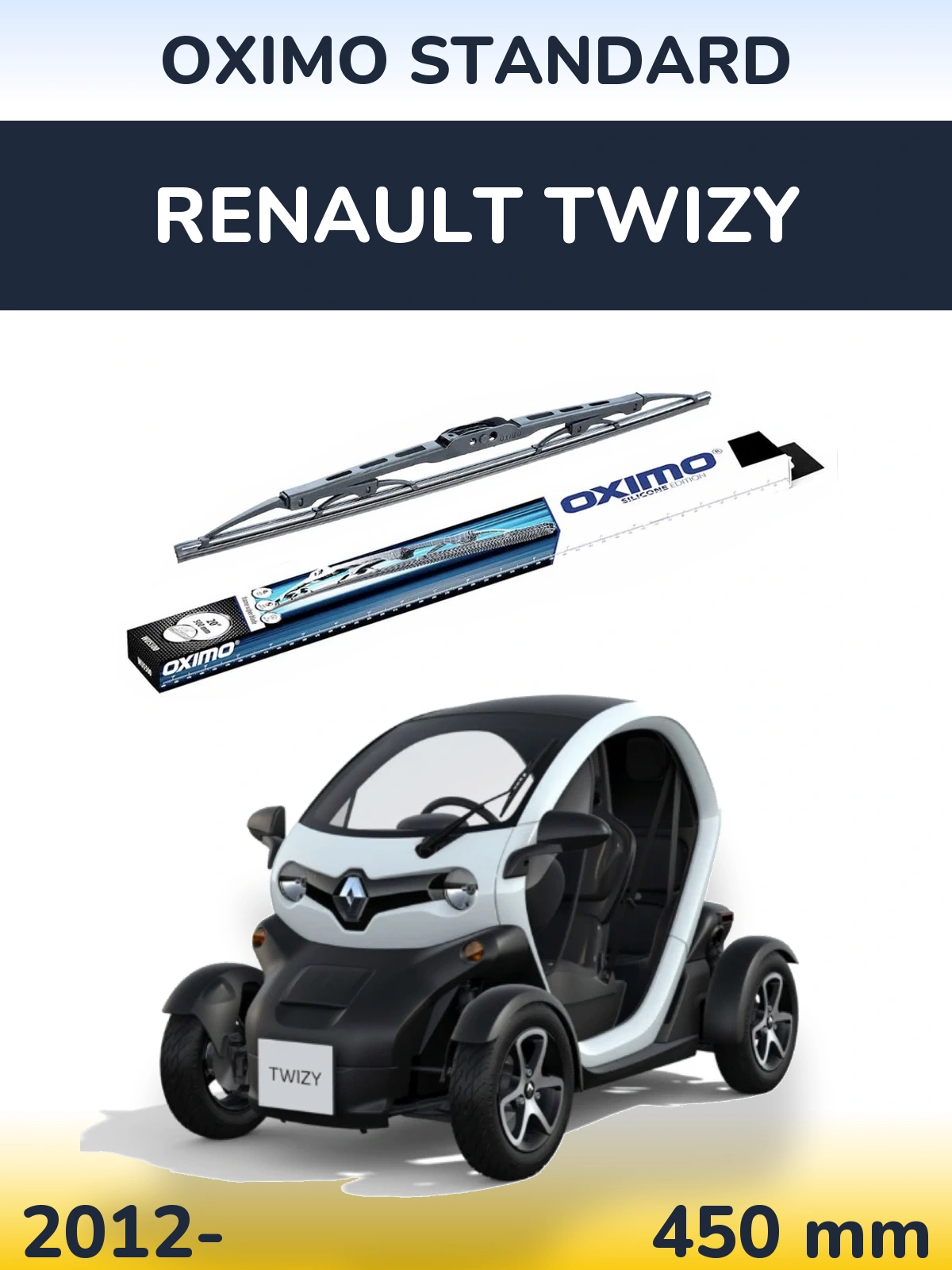 Front wiper blade Oximo Standard 450 mm for Renault Twizy 2012-2026