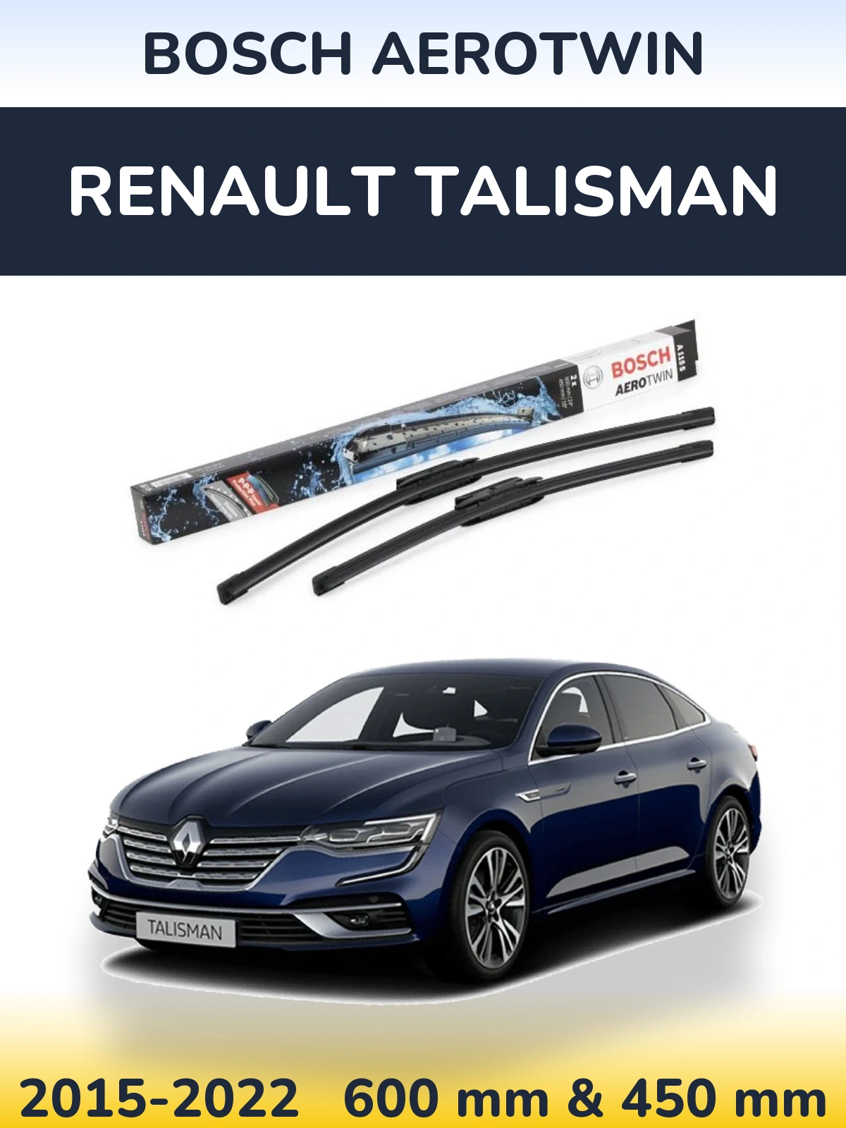 Комплект передніх щіток BOSCH AeroTwin 600 & 450 мм для Renault Talisman 2015-2022