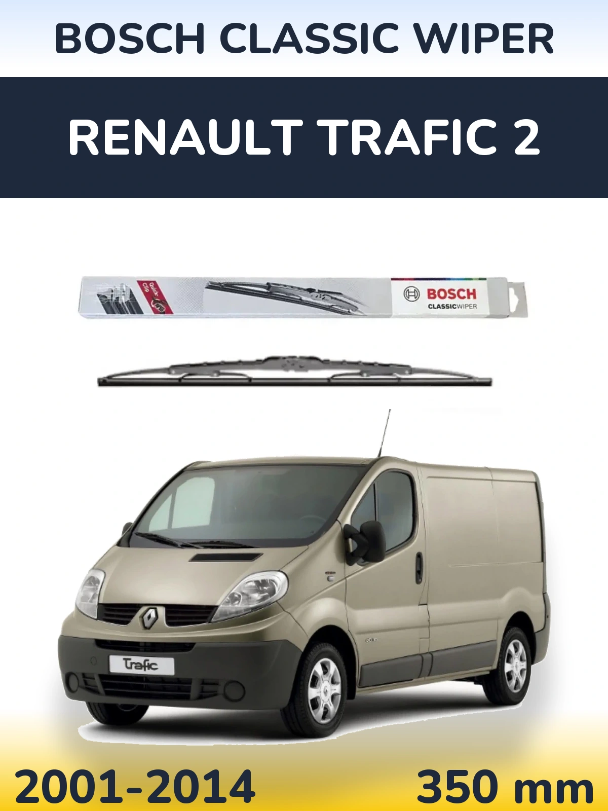 Rear wiper blade BOSCH Classic Wiper 340 mm for Renault Trafic 2 2001-2014