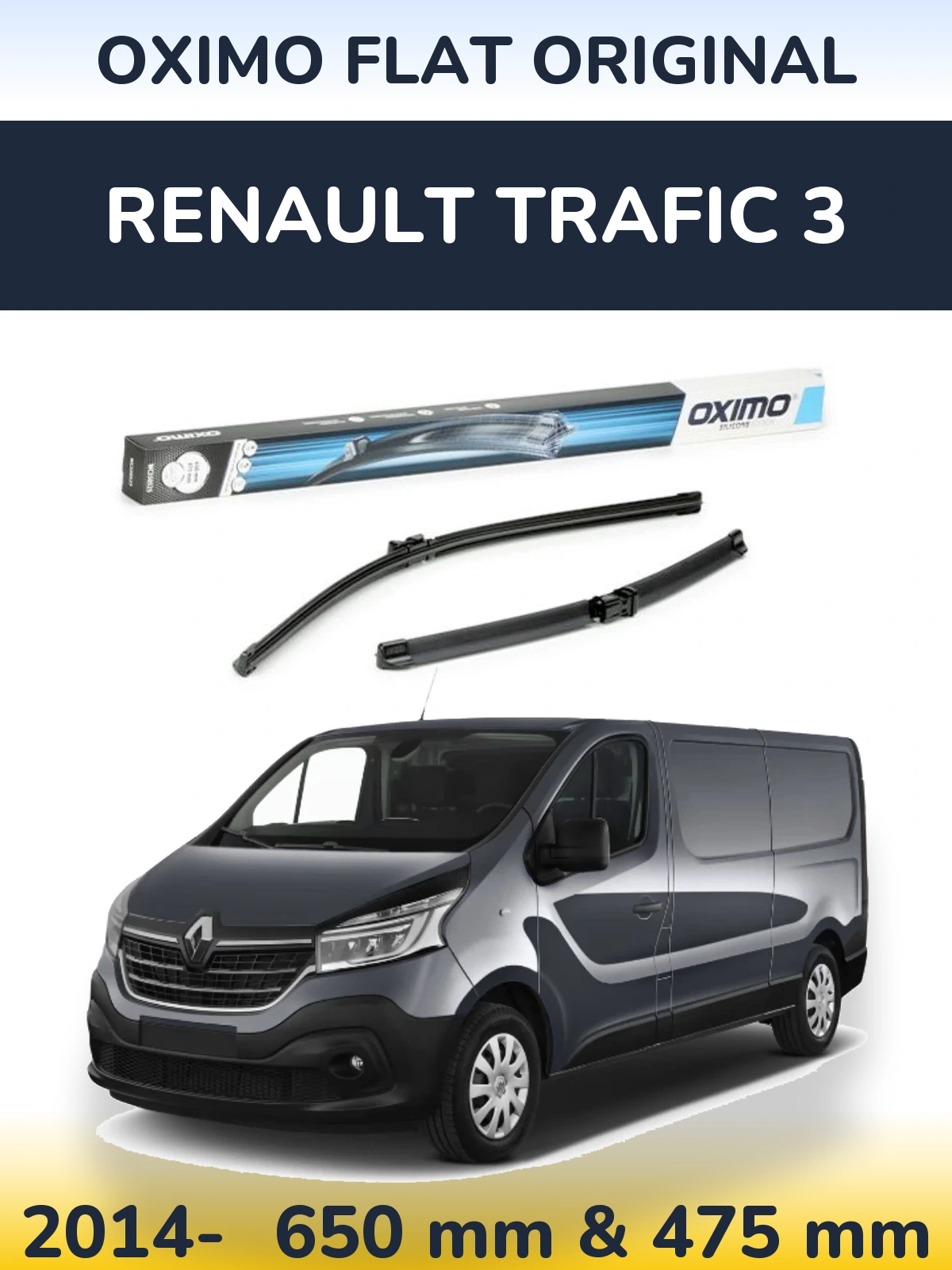 Комплект передніх щіток Oximo Flat Original 650 & 475 мм для Renault Trafic 3 2014-2026
