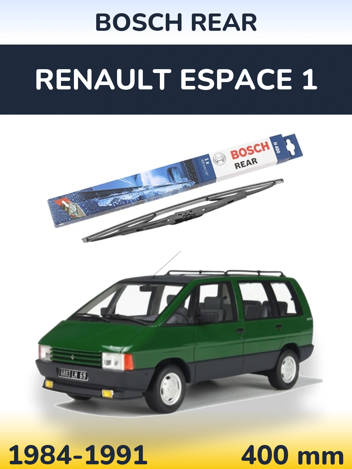Rear wiper blade BOSCH Rear 400 mm for Renault Espace 1 1984-1991