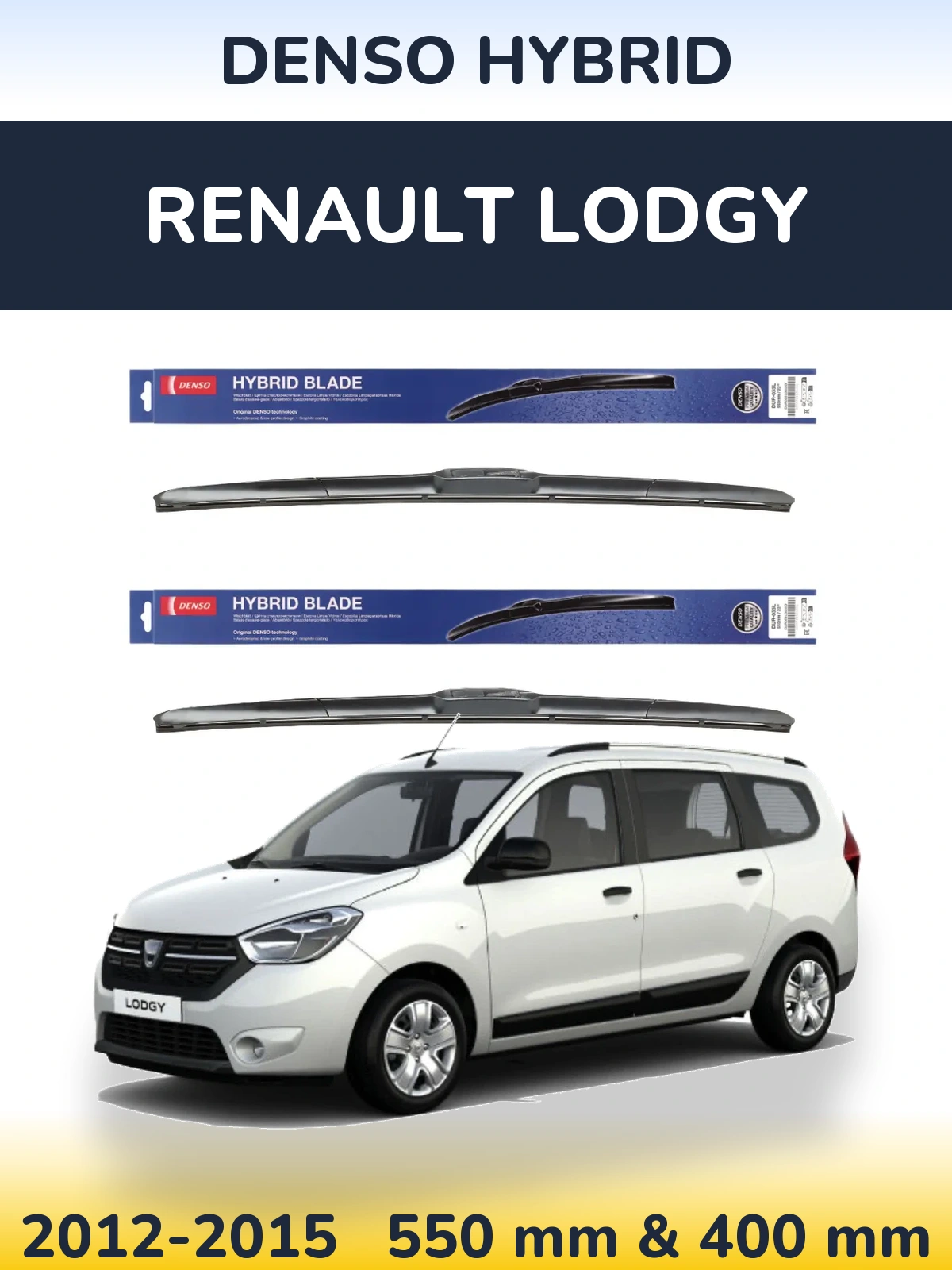 Комплект передних дворников Denso Hybrid 550 & 400 мм для Renault Lodgy 2012-2015