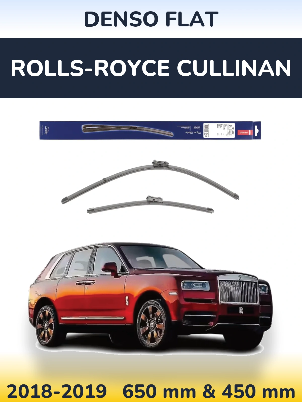Комплект передних дворников Denso Flat 650 & 450 мм для Rolls-Royce Cullinan 2018-2019