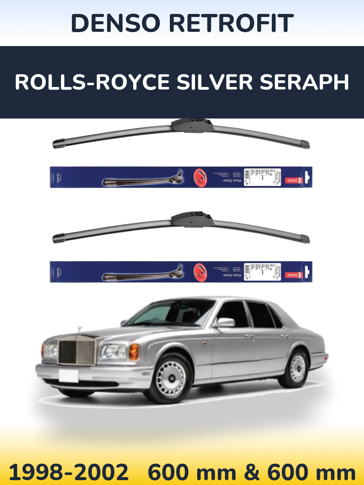 Комплект передних дворников Denso Retrofit 600 & 600 мм для Rolls-Royce Silver Seraph 1998-2002