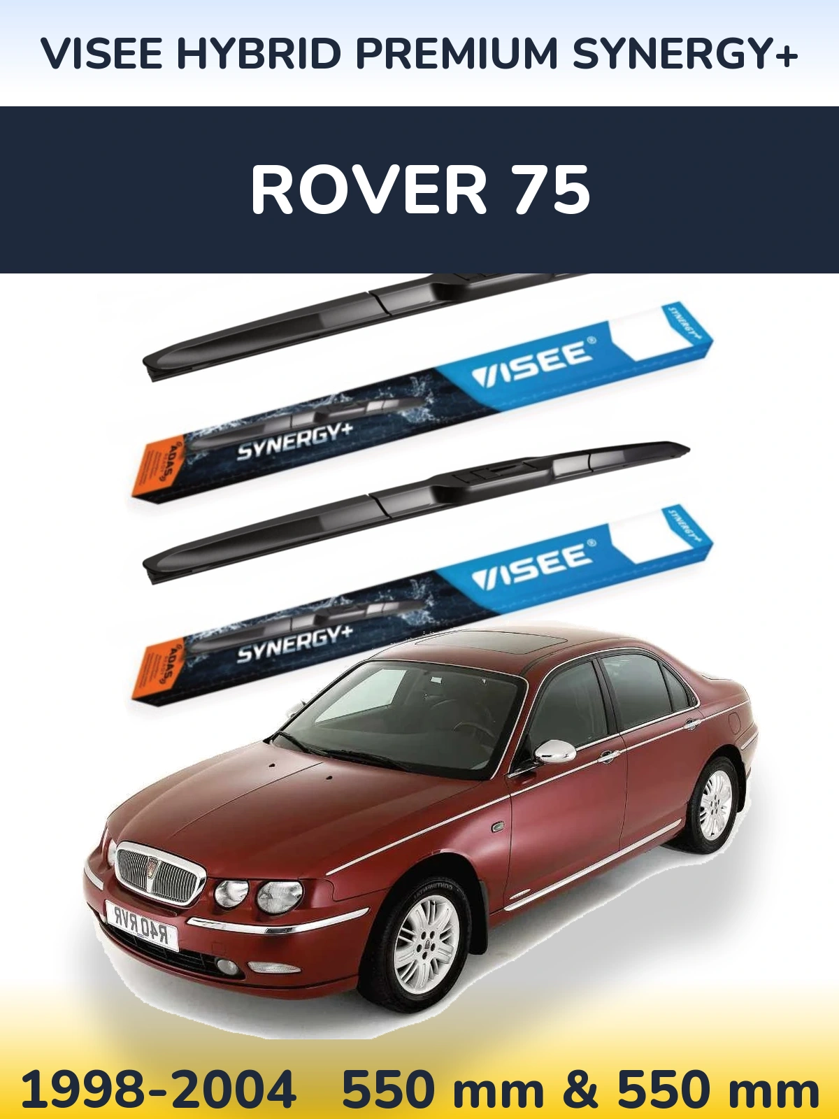 Front wiper blade set VISEE HYBRID PREMIUM SYNERGY+ 550 & 550 mm for Rover 75 1998-2004
