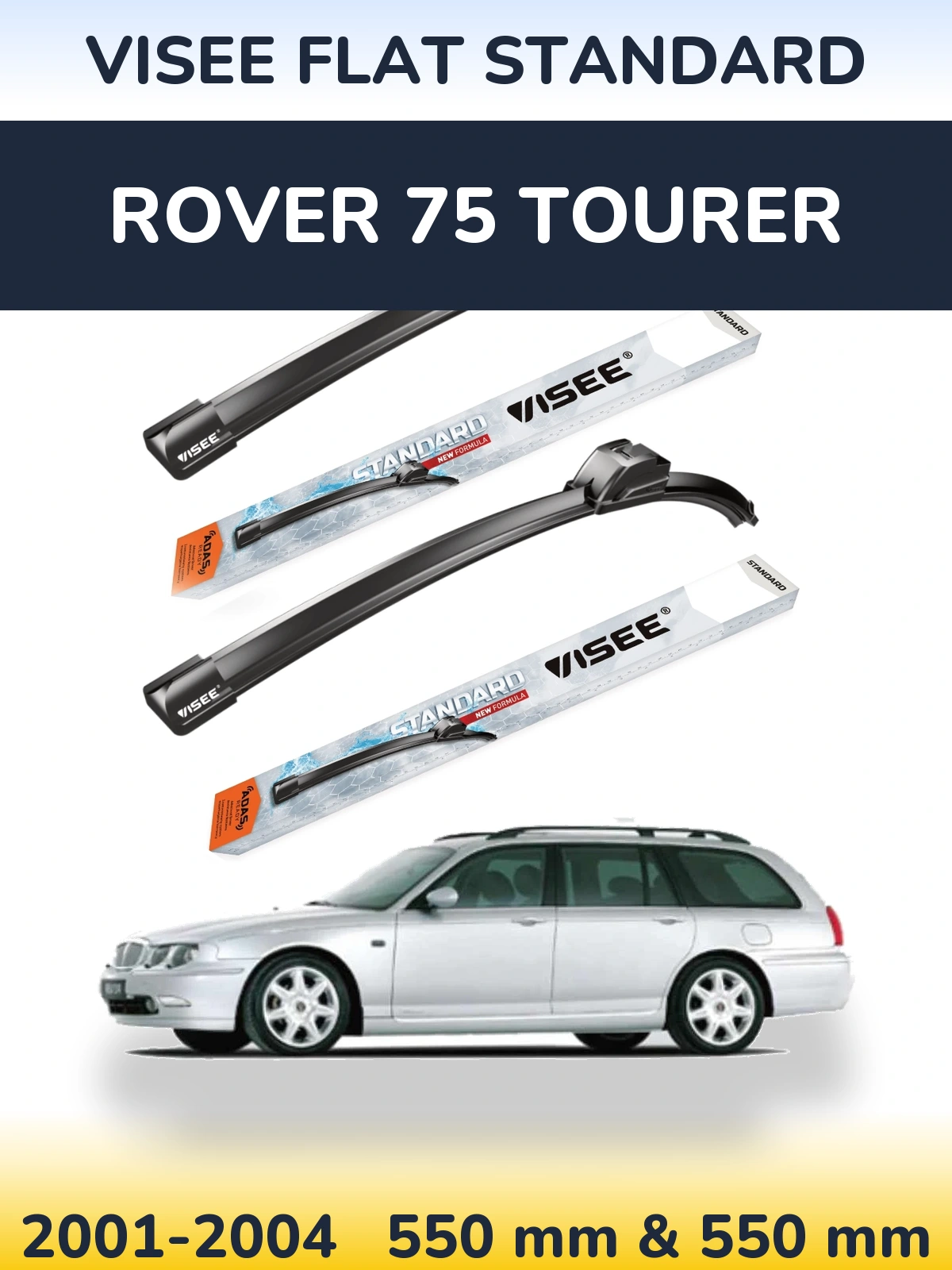 Комплект передних дворников VISEE FLAT STANDARD 550 & 550 мм для Rover 75 Tourer 2001-2004