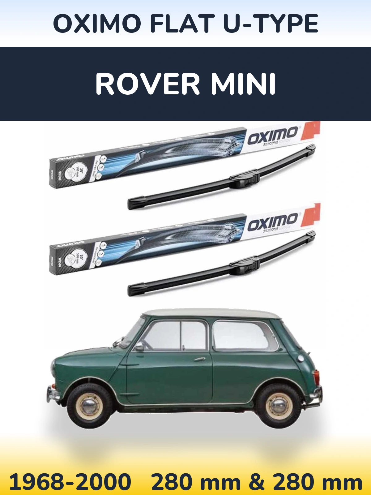 Front wiper blade set Oximo Flat U-type 300 & 300 mm for Rover Mini 1968-2000