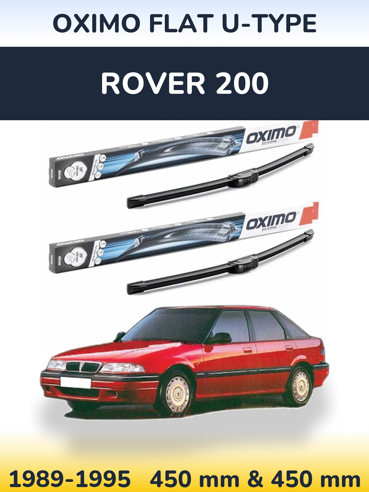 Комплект передних дворников Oximo Flat U-type 450 & 450 мм для Rover 200 1989-1995