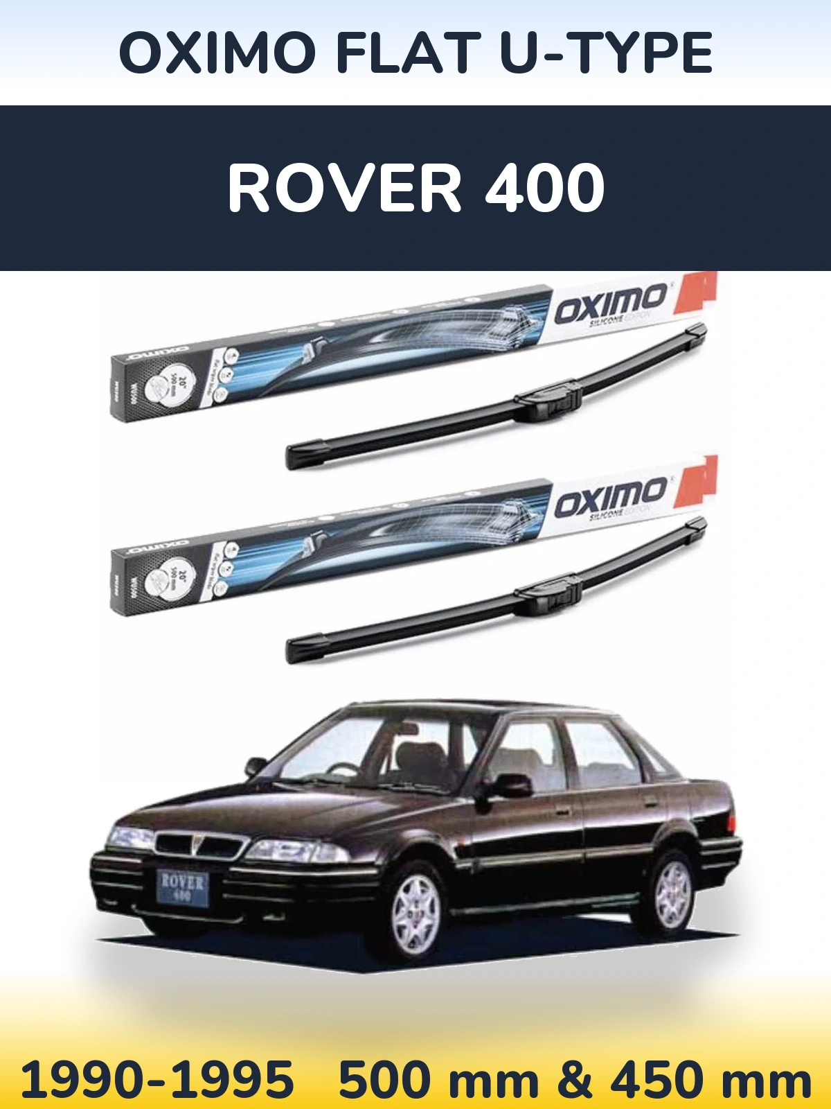 Комплект передних дворников Oximo Flat U-type 500 & 450 мм для Rover 400 1990-1995