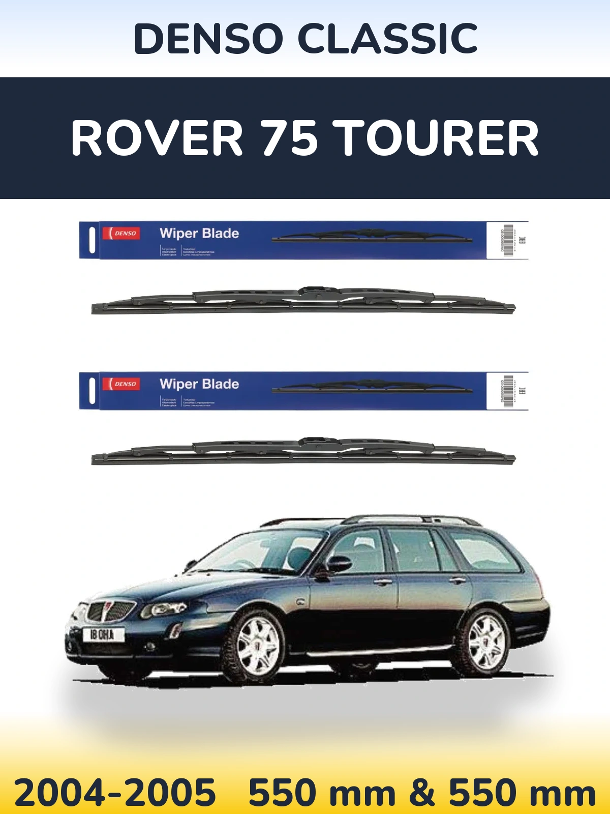 Комплект передних дворников Denso Classic 550 & 550 мм для Rover 75 Tourer 2004-2005