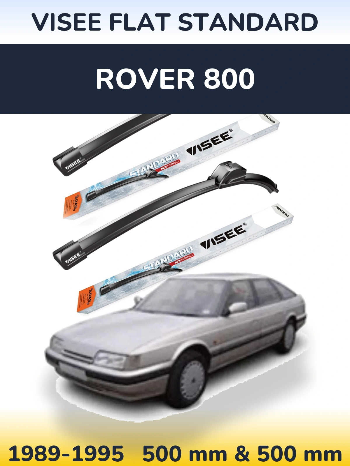 Комплект передних дворников VISEE FLAT STANDARD 500 & 500 мм для Rover 800 1989-1995