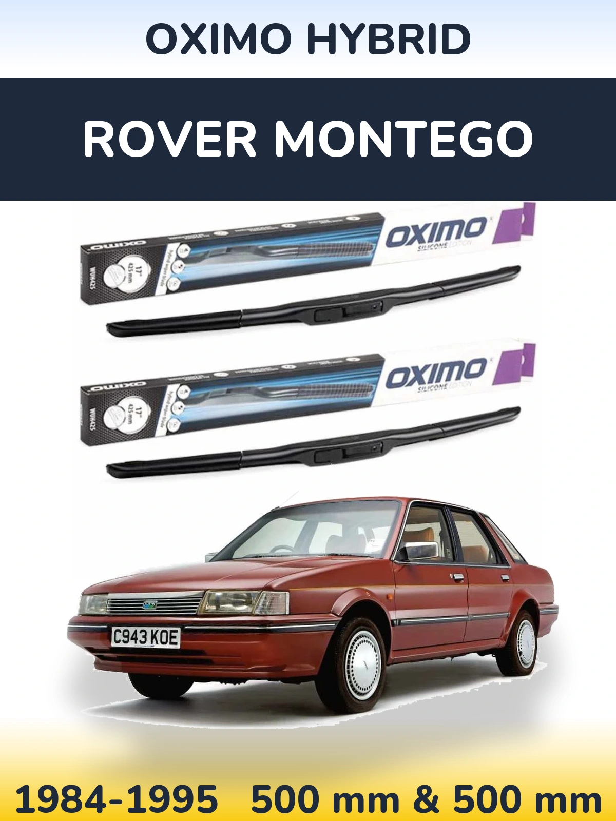 Комплект передних дворников Oximo Hybrid 500 & 500 мм для Rover Montego 1984-1995