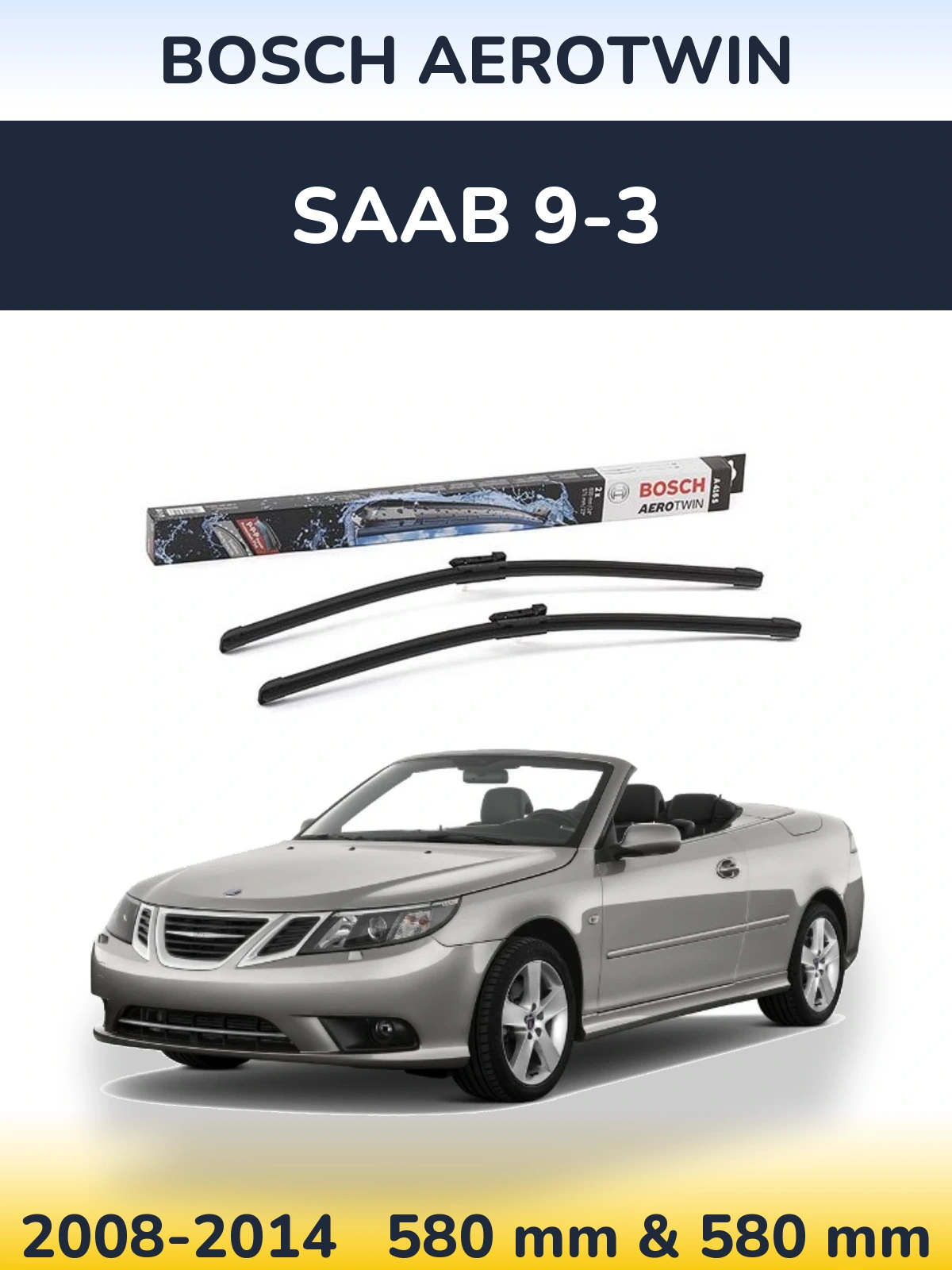 Комплект передних дворников BOSCH AeroTwin 600 & 580 мм для SAAB 9-3 2008-2014