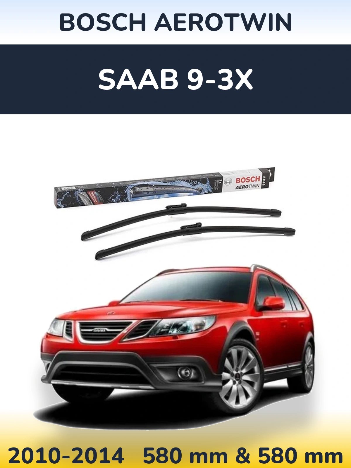 Комплект передних дворников BOSCH AeroTwin 600 & 580 мм для SAAB 9-3X 2010-2014