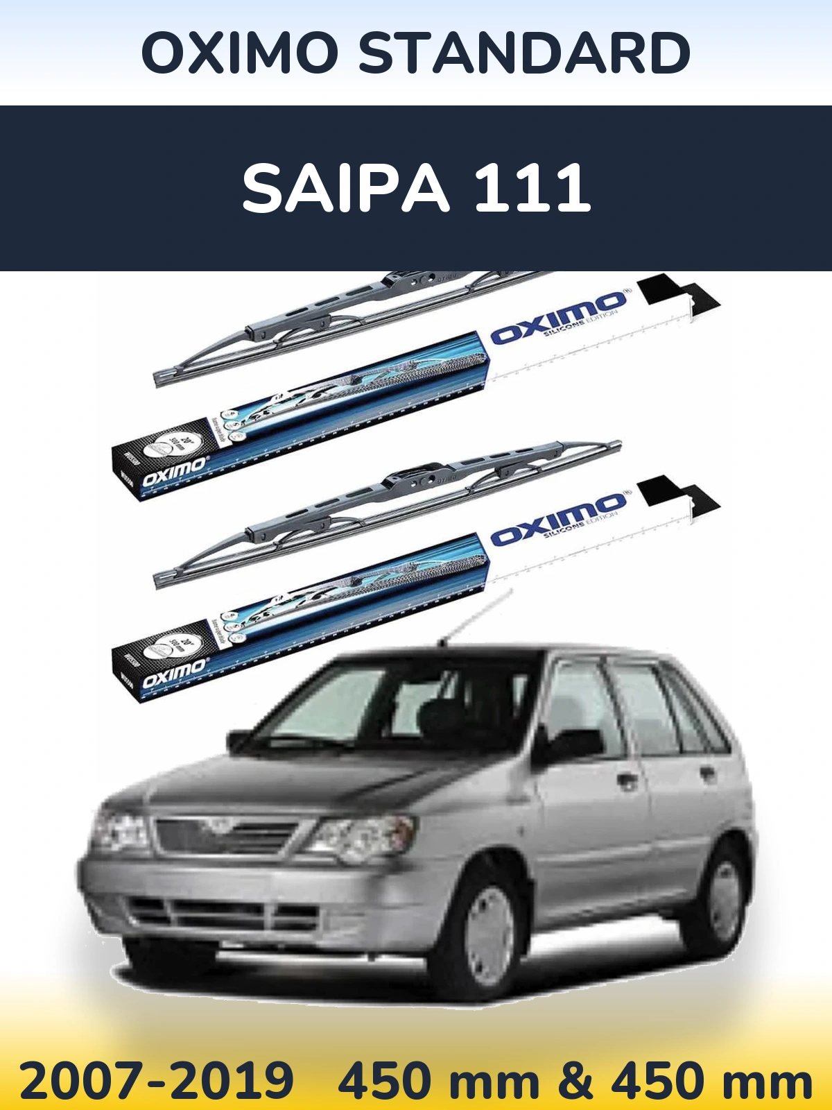 Front wiper blade set Oximo Standard 450 & 450 mm for Saipa 111 2007-2019