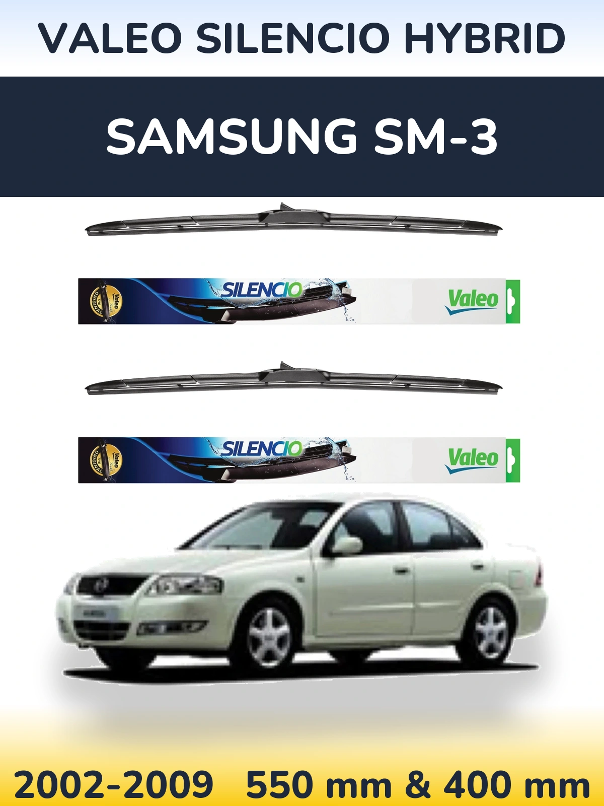 Комплект передніх щіток Valeo Silencio Hybrid 550 & 400 мм для Samsung SM-3 2002-2009