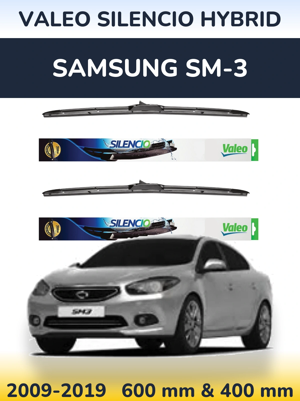 Комплект передних дворников Valeo Silencio Hybrid 600 & 400 мм для Samsung SM-3 2009-2019
