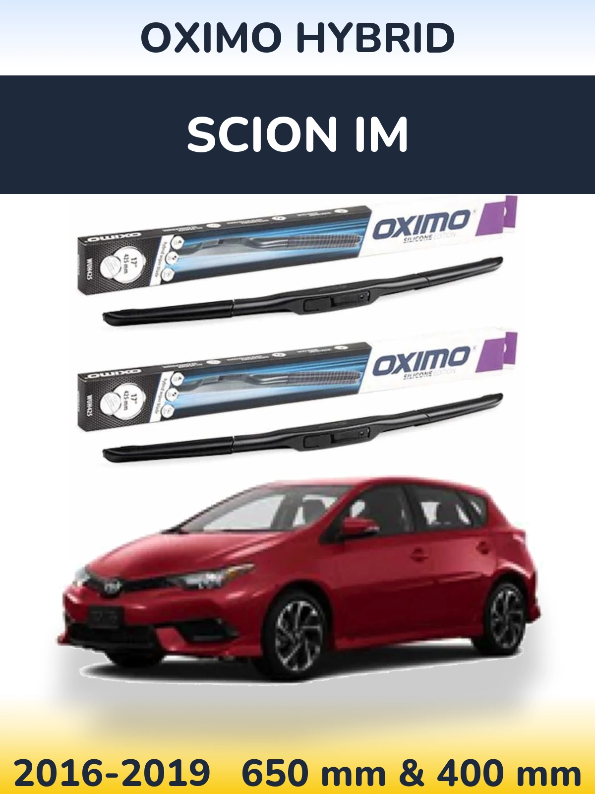 Комплект передних дворников Oximo Hybrid 650 & 400 мм для Scion iM 2016-2019
