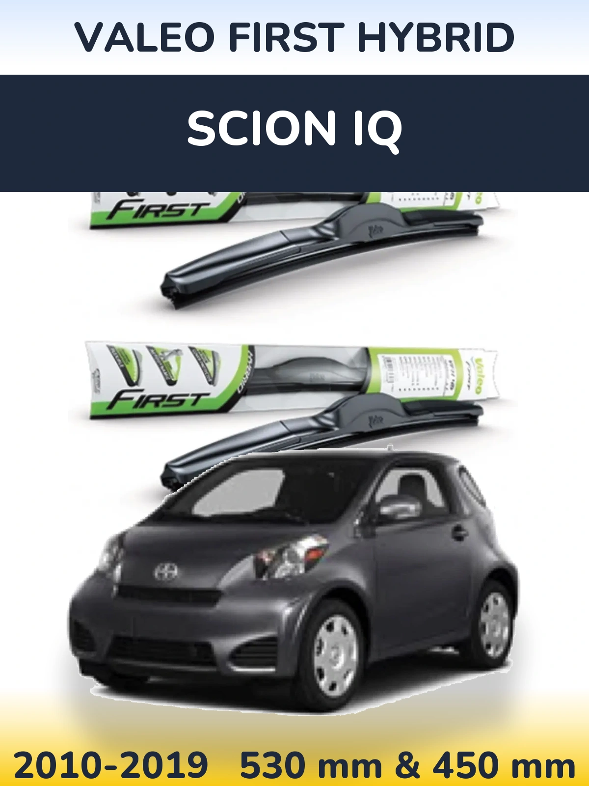 Комплект передних дворников Valeo First Hybrid 530 & 450 мм для Scion iQ 2010-2019